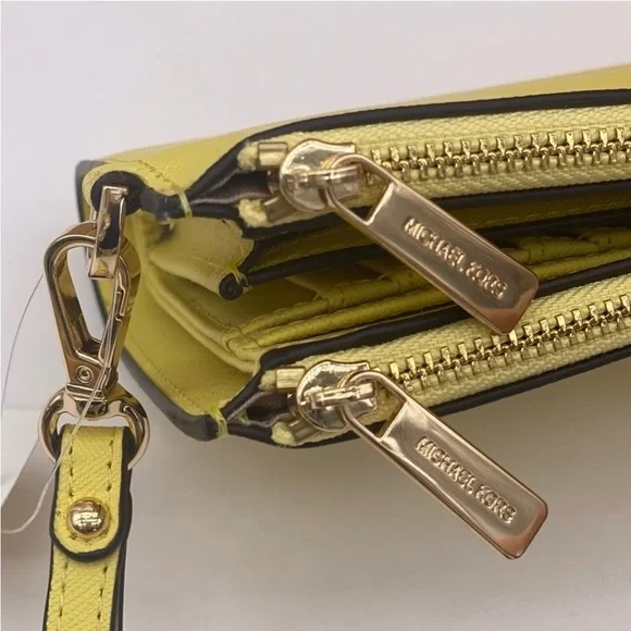 Michael Kors DoubleZip Wallet Wristlet Phone Case Sunshine - Picture 4 of 11